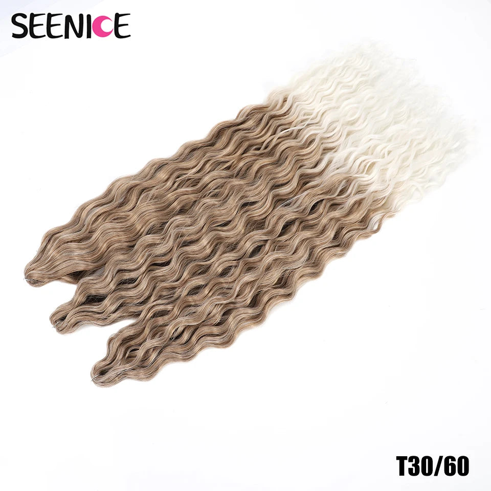 Ariel Water Wave Twist Crochet Braids – Ombre Synthetic Deep Wave Hair Extensions, 22 Inch (55 cm)