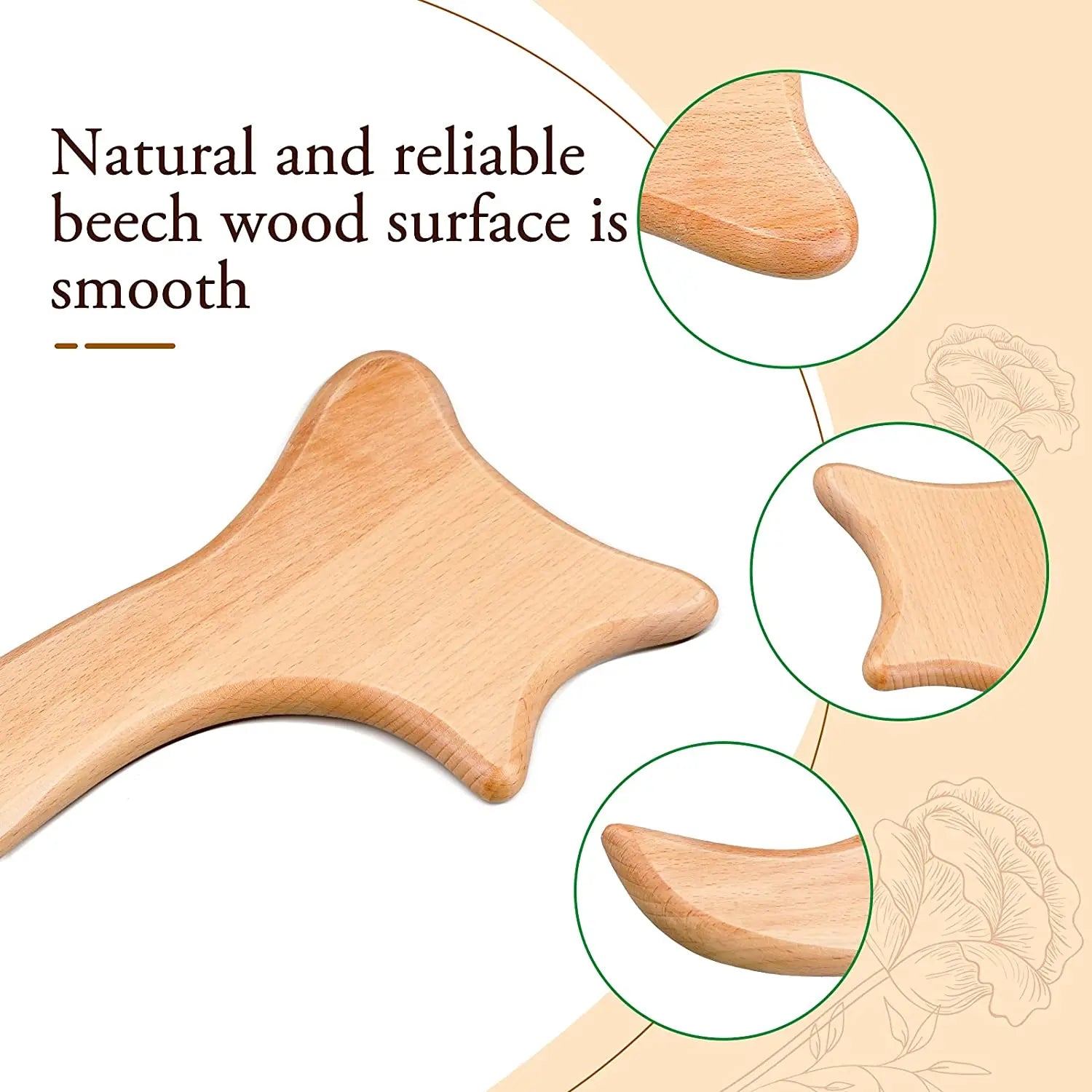 Wood Therapy Massage Roller and Gua Sha - Wooden Anti-Cellulite Slimming Massager for Body, Back & Feet