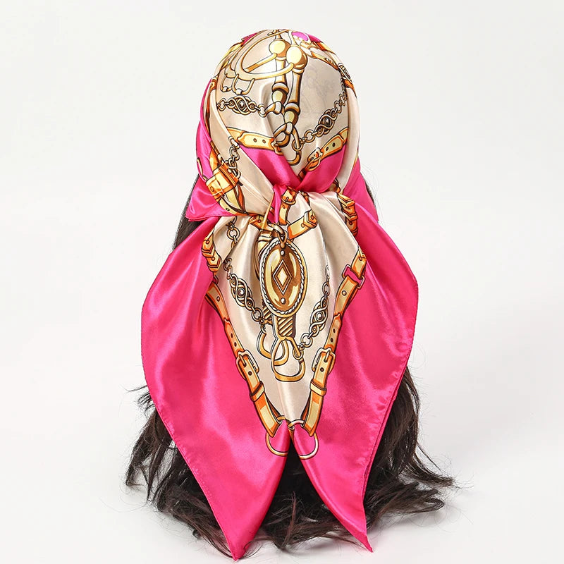Satin-Feel Square Scarf 90 x 90 cm (35.4 x 35.4 in) – Satin-Look Polyester Hijab, Neckerchief, Shawl & Headscarf for Women