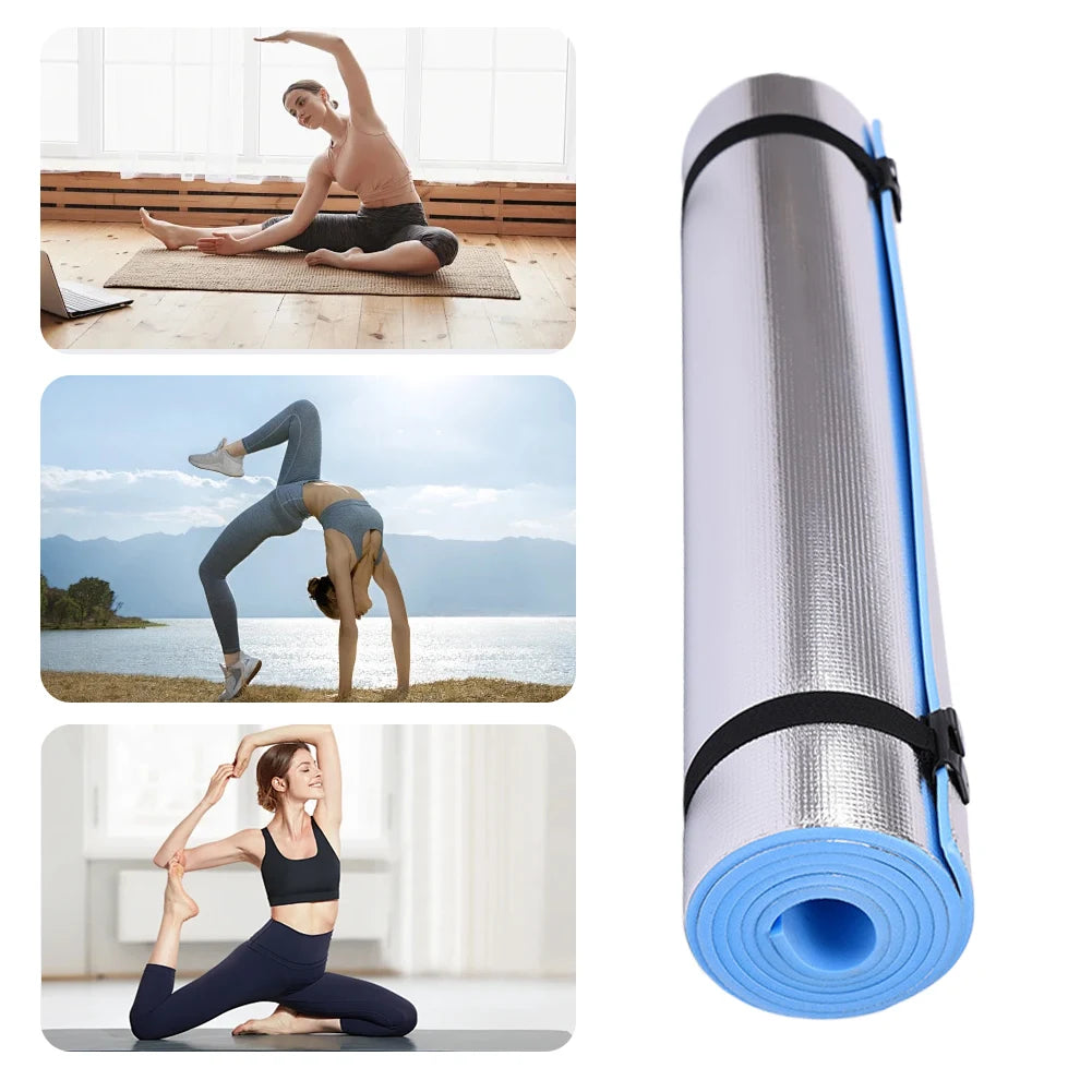 Waterproof Thick EVA Yoga Mat with Aluminum Film - 70.9 x 19.7 x 0.24 in (1800 x 500 x 6 mm) Portable Non-Slip Exercise & Camping Pad