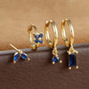 4-Piece Cubic Zirconia Flower Hoop Earrings Set - 18K Gold Plated Stainless Steel, 8 mm (0.31 in) Hoops for Women