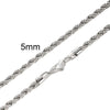 Twisted Rope Chain Necklace for Men & Women — Stainless Steel, 16–36 in (40–91 cm), 2–5 mm, Gold or Silver