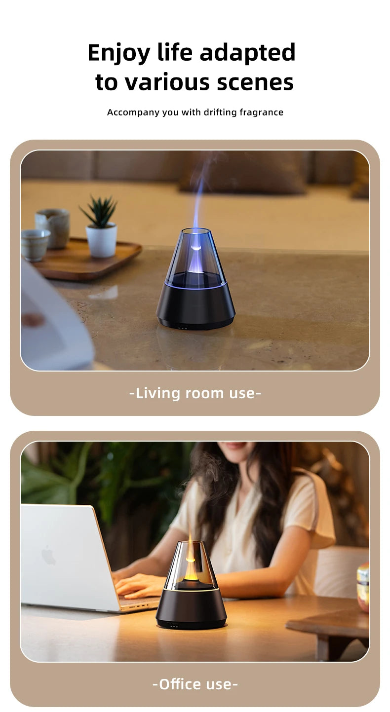 NEWSTYLE Simulated Flame Aroma Diffuser – Bonfire LED Ultrasonic Cool Mist Humidifier & Essential Oil Diffuser, 280ml (9.5 fl oz) with Remote