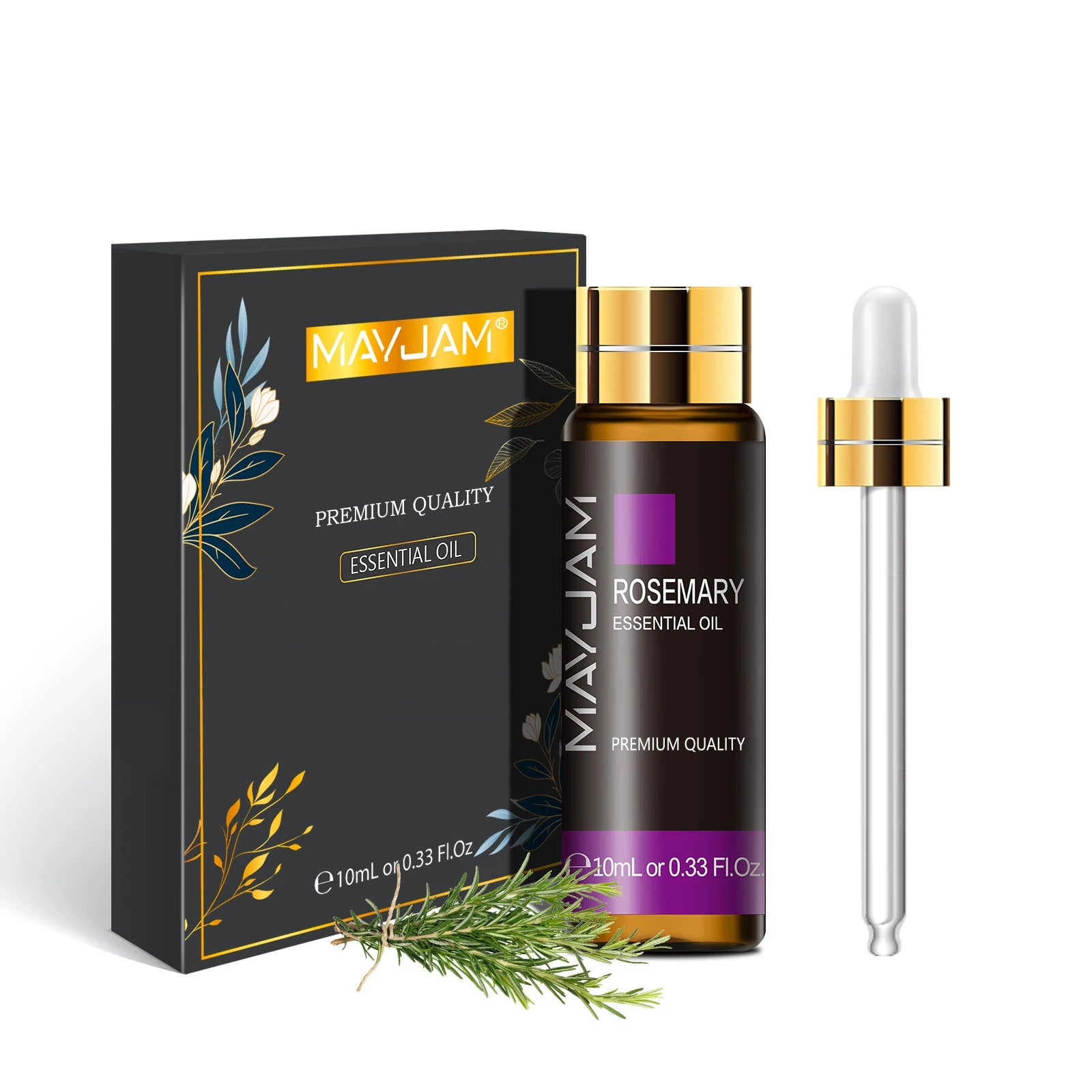 MAYJAM 10ml Pure Essential Oil with Dropper – Aromatherapy Diffuser & Humidifier Oil (Lavender, Eucalyptus, Vanilla, Sandalwood, Camphor) – Gift Box