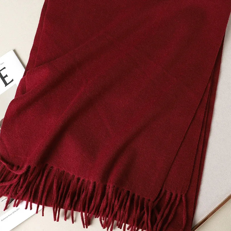 Women's Winter Scarf, Thick Cashmere-Look Pashmina Shawl with Tassels, Windproof Wrap, 175+ cm (69+ in) — 62 Colors