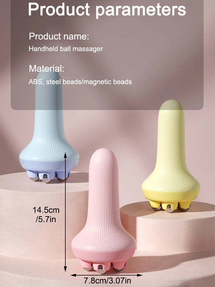 5-Bead Handheld Roller Massager for Legs & Abdomen - Muscle Relief & Abdominal Shaping, 7.5 x 7.5 x 14.5 cm (3 x 3 x 5.7 in)