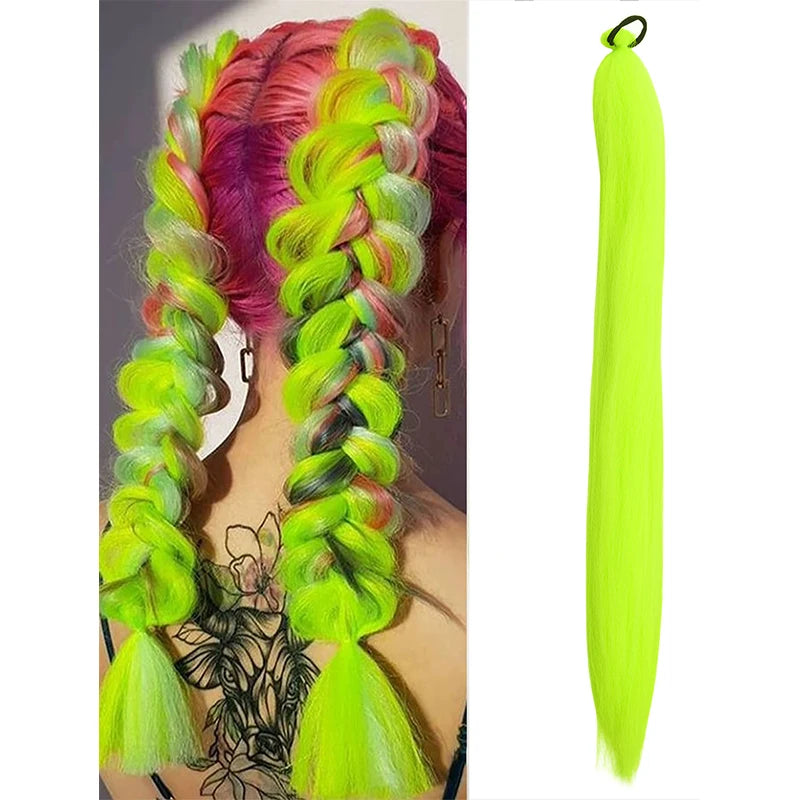 Women's Long Straight Ponytail Wig Extension - High-Temp Fiber, Festive & Braidable (1 Piece)