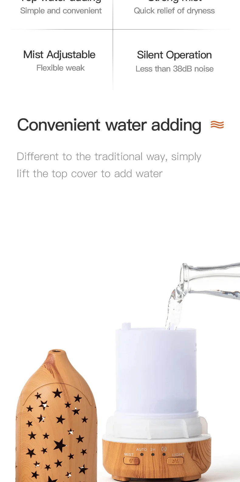 Ultrasonic Essential Oil Diffuser 100ml (3.4 fl oz) with LED Lights - Adjustable Cool Mist Modes for Aromatherapy & Humidifying