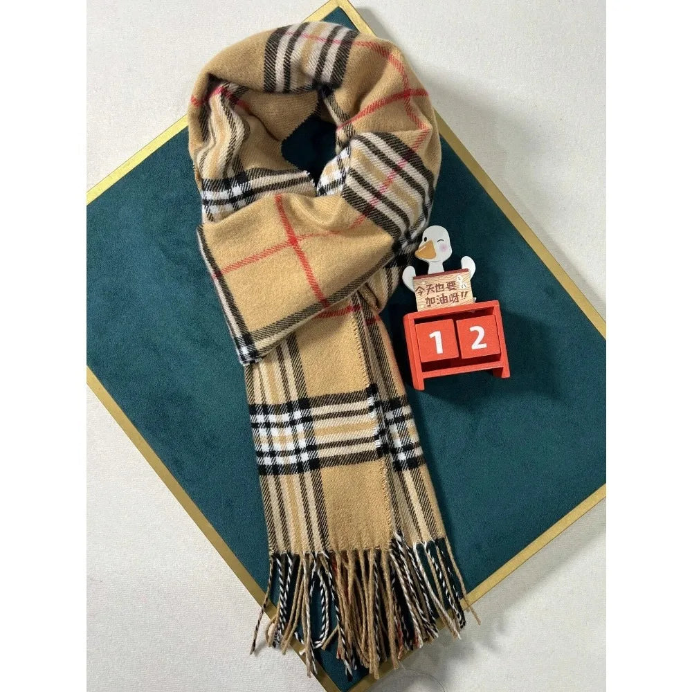 Plaid Cashmere-Feel Scarf for Women & Men — Warm Polyester Winter Shawl Wrap Pashmina