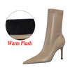 Women's PU Mid-Calf High Heel Boots — Pointed Toe, Thin Heels 7.5 cm (2.95 in) & 10 cm (3.94 in), EU Sizes 32–45