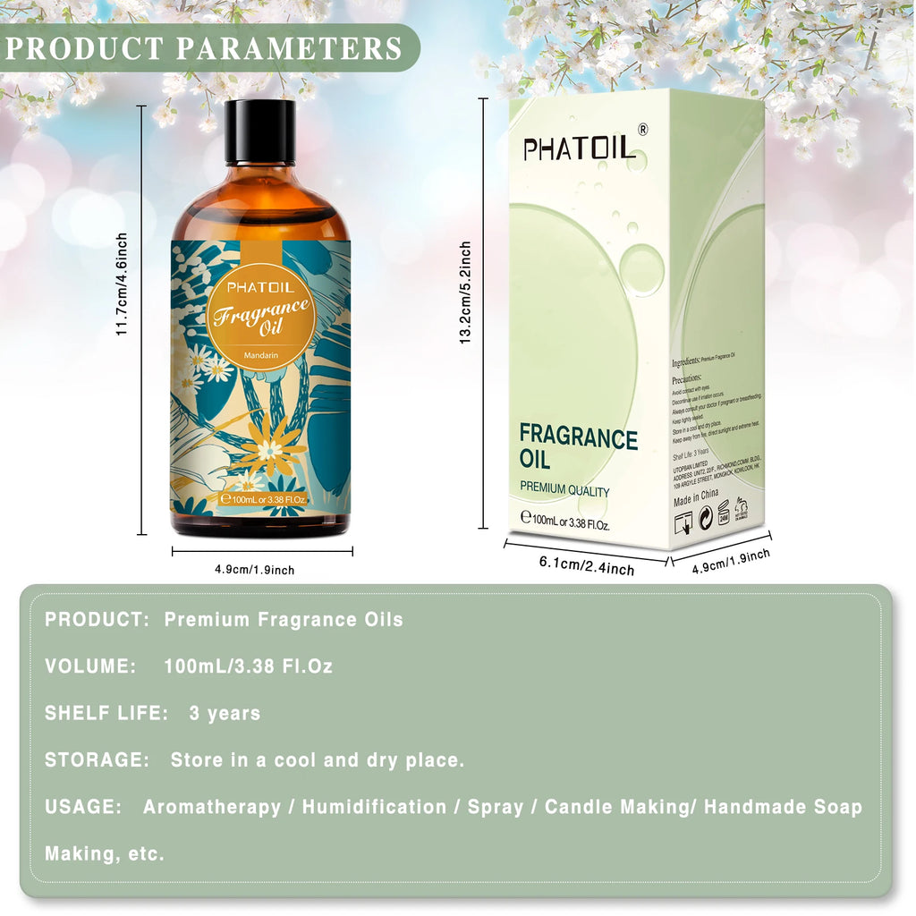 PHATOIL 100ml (3.4 fl oz) White Musk Fragrance Oil – Fresh Linen, Honeysuckle & Peach Orange Blossom for Candles, Soap & Diffusers