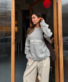 Women's Yellow Letter Print Knitted Pullover O-Neck Long Sleeve Loose Short Sweater, Casual Autumn/Winter Knitwear