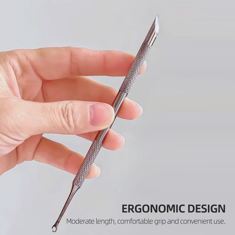 Double-Ended Stainless Steel Cuticle Pusher & Nail Remover – Beveled Circle Head Manicure Tool