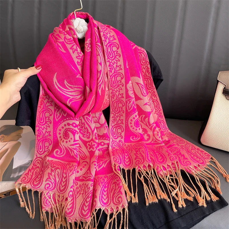 Cashmere-Feel Pashmina Shawl – Women's Warm Winter Scarf Wrap, 70 x 190 cm (27.6 x 74.8 in)