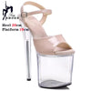 Women's Apricot Crystal Platform Pole Dance Heels 20cm (8in) Transparent Bridal Sandals