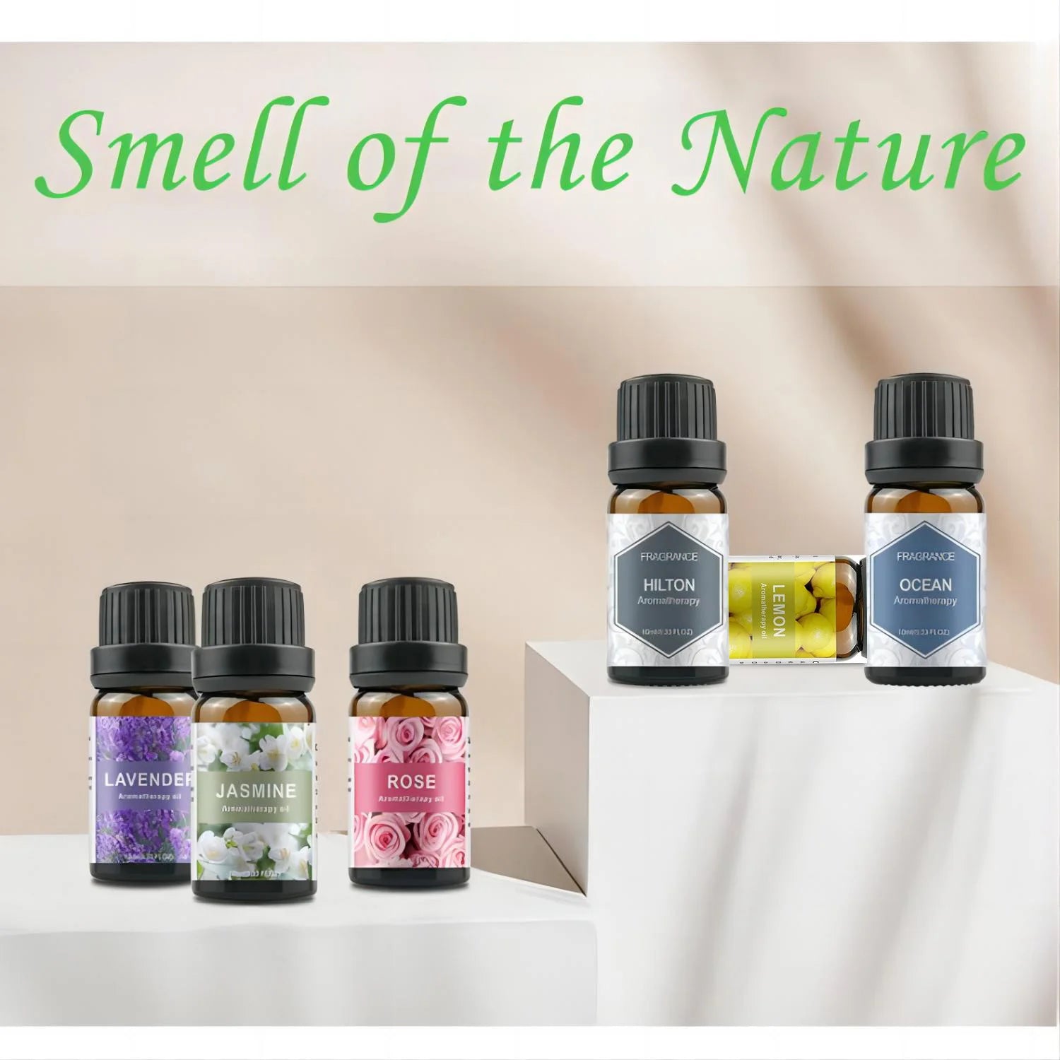500ml (16.9 fl oz) Aromatherapy Oil Diffuser + 6 x 10ml (0.34 fl oz) Essential Oil Set - Lavender, Rose, Jasmine, Lemon, Hilton, Ocean