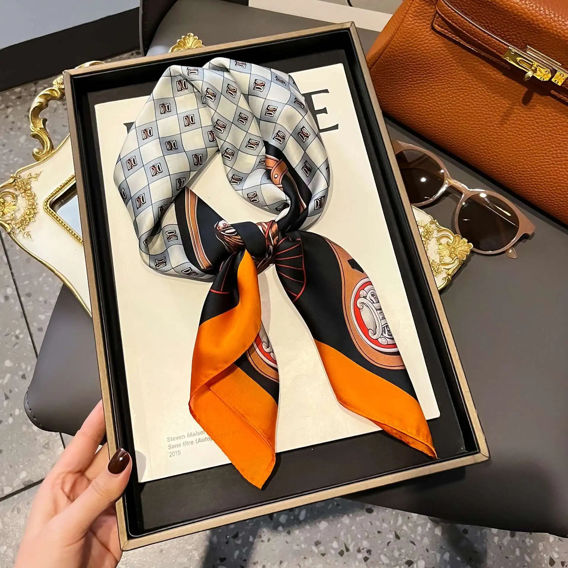 Nordic All-Season Faux Silk Square Scarf 70 x 70 cm (27.6 x 27.6 in) – Lightweight Chic Shawl for Women & Teens