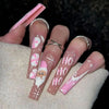 24pc Christmas Press-On Nails Set Medium Long Snowman Santa Snowflake Square Tips