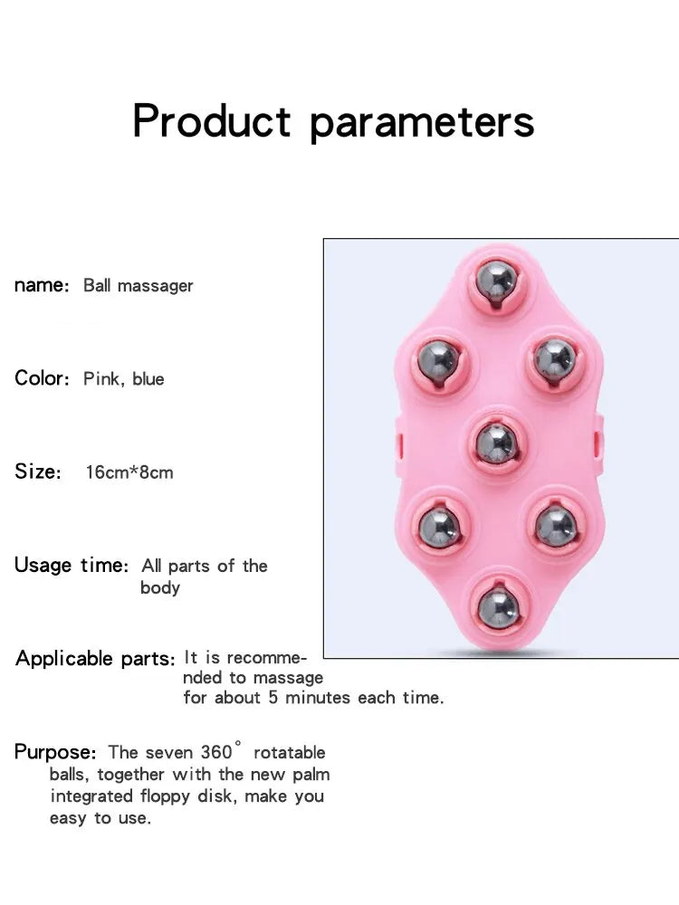 7-Roller Ball Neck & Back Massager — Handheld Meridian Body Roller for Muscle Relief