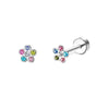 2-Pack Stainless Steel Heart & Moon Screw-Back Stud Earrings for Tragus & Cartilage Piercing, Silver