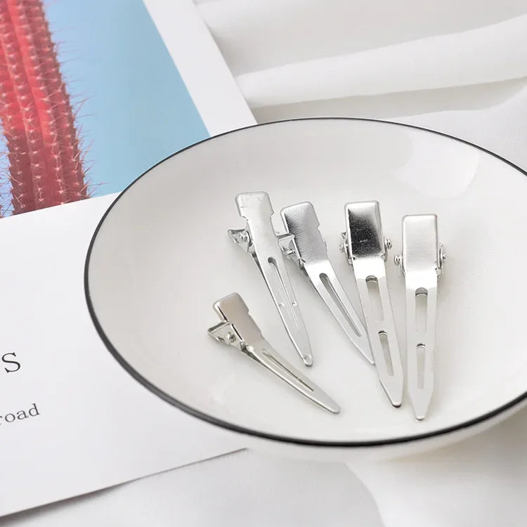 10-Pack No‑Bend Toothless Tip Hair Clips – Salon Non‑Crease Metal Hairpins for Styling & Makeup (Silver)