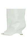 Women's Peep Toe Knee-High Boots Slip-On, Thick High Heels with Statement Heel, Microfiber Upper — Large Sizes