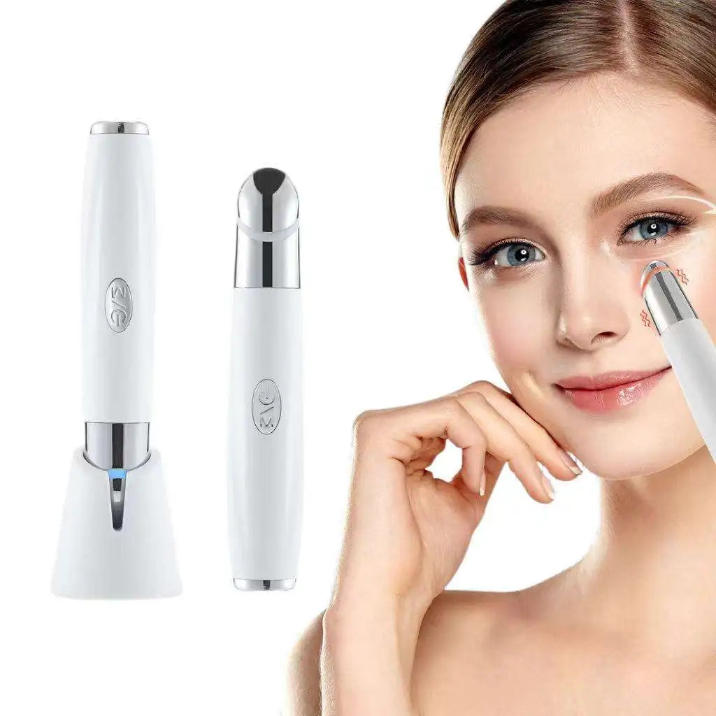 VIMYSHOW 3-in-1 LED Photon Eye & Face Massager — USB Rechargeable Vibration Wand for Dark Circles, Eye Bags & Puffiness