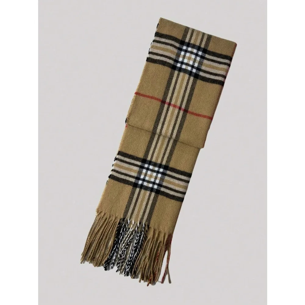 Plaid Cashmere-Feel Scarf for Women & Men — Warm Polyester Winter Shawl Wrap Pashmina