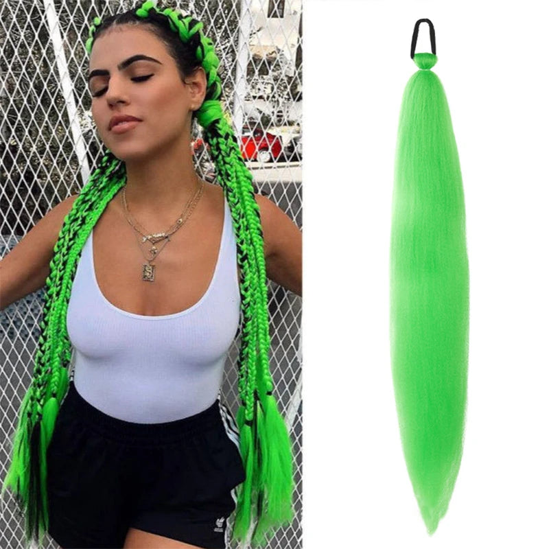 Women's Long Straight Ponytail Wig Extension - High-Temp Fiber, Festive & Braidable (1 Piece)