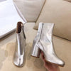 Split-Toe Leather Tabi Ankle Boots for Women - Chunky Round High Heel, Autumn/Winter