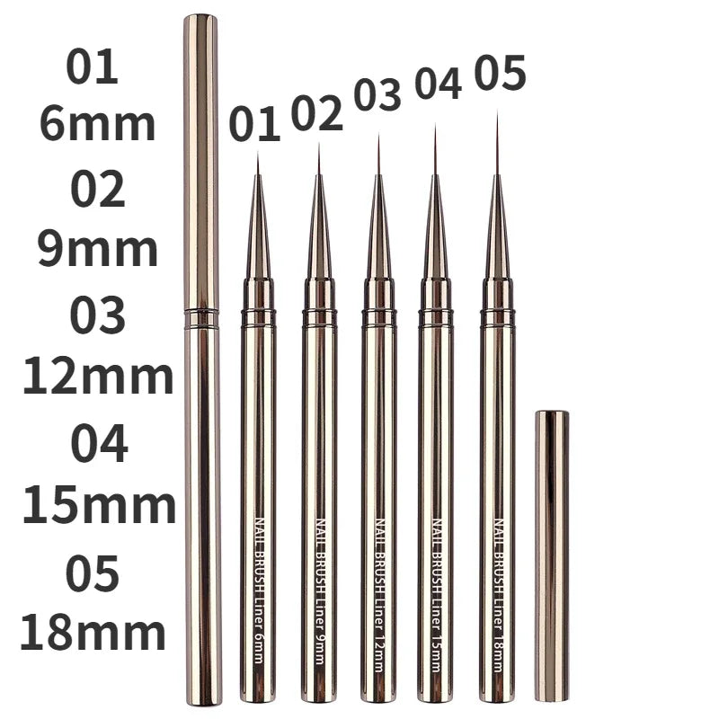Nails Art Liner Brushes Elongated Lines Striping Drawing Painting  6/9/12/15/18/25mm Nail Design Pen Professional Manicure Tool