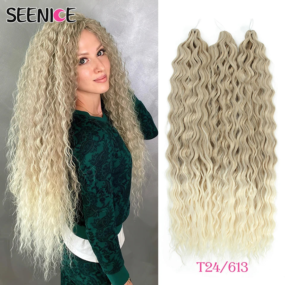 Ariel Water Wave Twist Crochet Braids – Ombre Synthetic Deep Wave Hair Extensions, 22 Inch (55 cm)