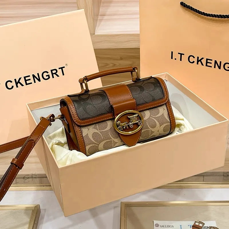 Minimalist Contrast Color Small Box Crossbody Bag for Women High-End Portable Satchel