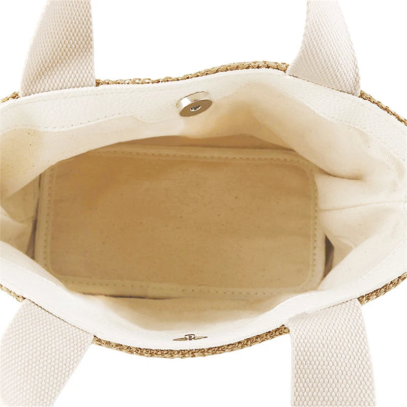 Handmade Bohemian Woven Straw Shoulder Bag – Rattan Bucket Crossbody Tote for Women Beach & Summer