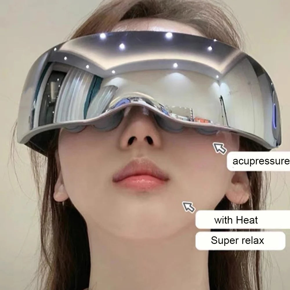 12-Head Vibrating Eye Massager — Battery-Powered Acupressure Eye Massage Device for Tired Eyes