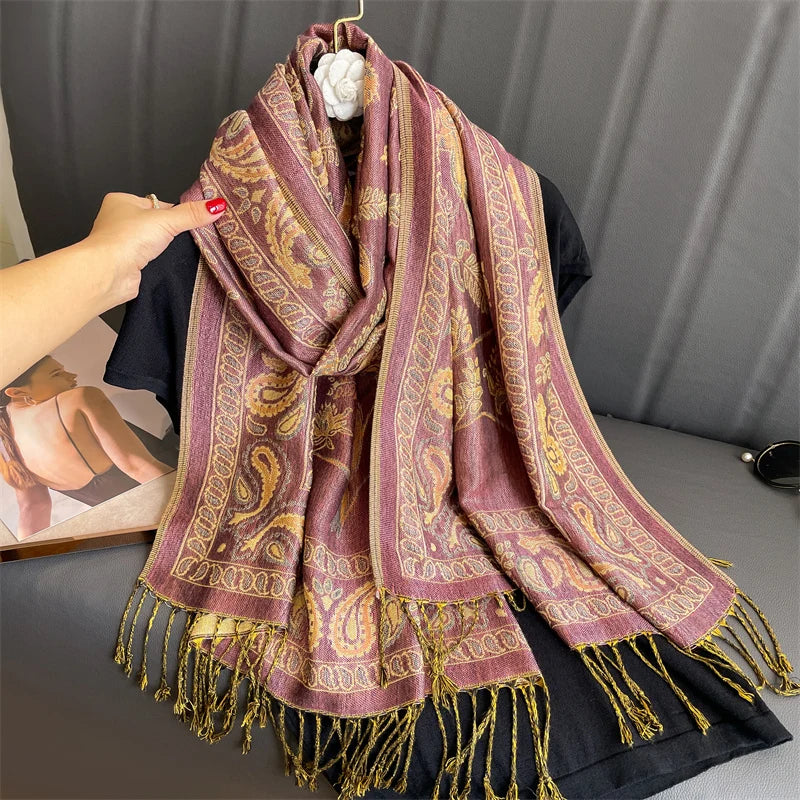 Cashmere-Feel Pashmina Shawl – Women's Warm Winter Scarf Wrap, 70 x 190 cm (27.6 x 74.8 in)