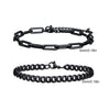 2-Pack Men's Stainless Steel Chain Bracelets — Twist Rope & Cuban Link, Silver Gold Black, 18/21/23 cm (7.1/8.3/9.1 in)