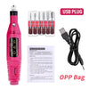 Portable USB Electric Nail Drill Machine – 6-Color Nail Polisher & Sander for Manicure Pedicure, 20,000 RPM, Includes 6 Drill Bits & Sanding Bands