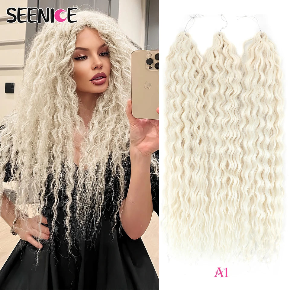 Ariel Water Wave Twist Crochet Braids – Ombre Synthetic Deep Wave Hair Extensions, 22 Inch (55 cm)