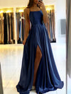 Burgundy Satin Cowl Neck Maxi Dress – Adjustable Spaghetti Straps, Side Slit Evening & Bridesmaid Gown