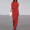Off-Shoulder Wide Leg Jumpsuit for Women, High Waist Office Romper with Full-Length Flare Pants – Spring/Summer