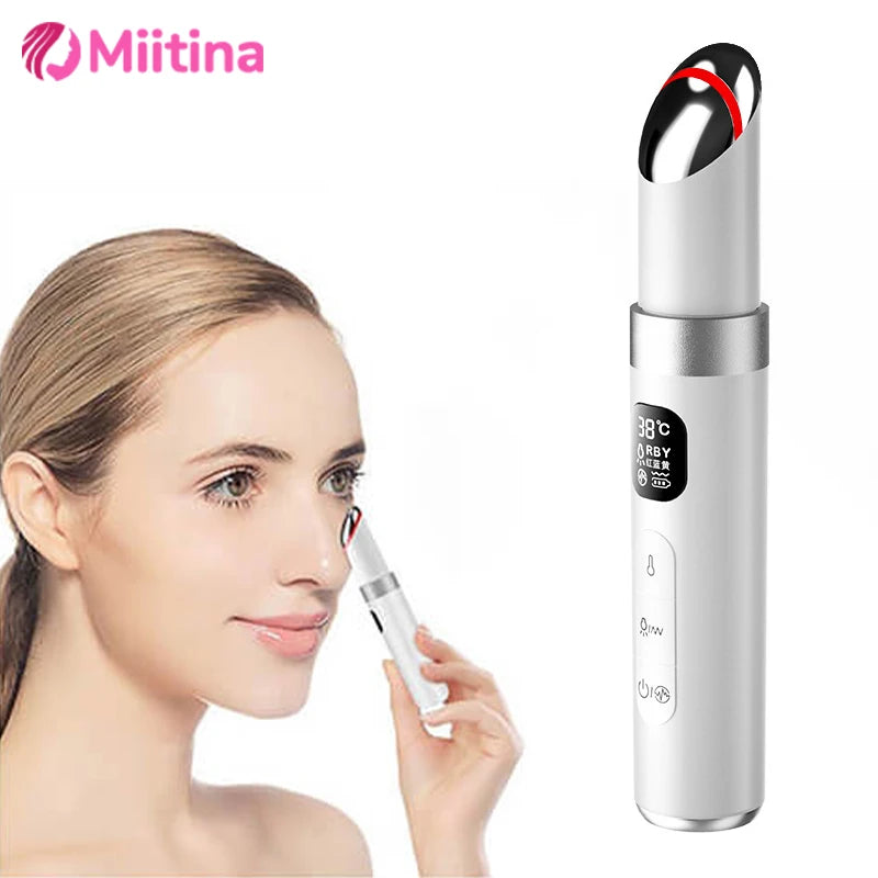 3-Color LED Eye & Face Massager with EMS, Hot Compress & Vibration — Reduce Dark Circles, Wrinkles & Eye Bags