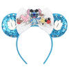 Disney Lilo & Stitch Mickey Mouse Ears Headband, Sequined 5-inch (12.7 cm) Bow Hairband for Women, Girls & Kids