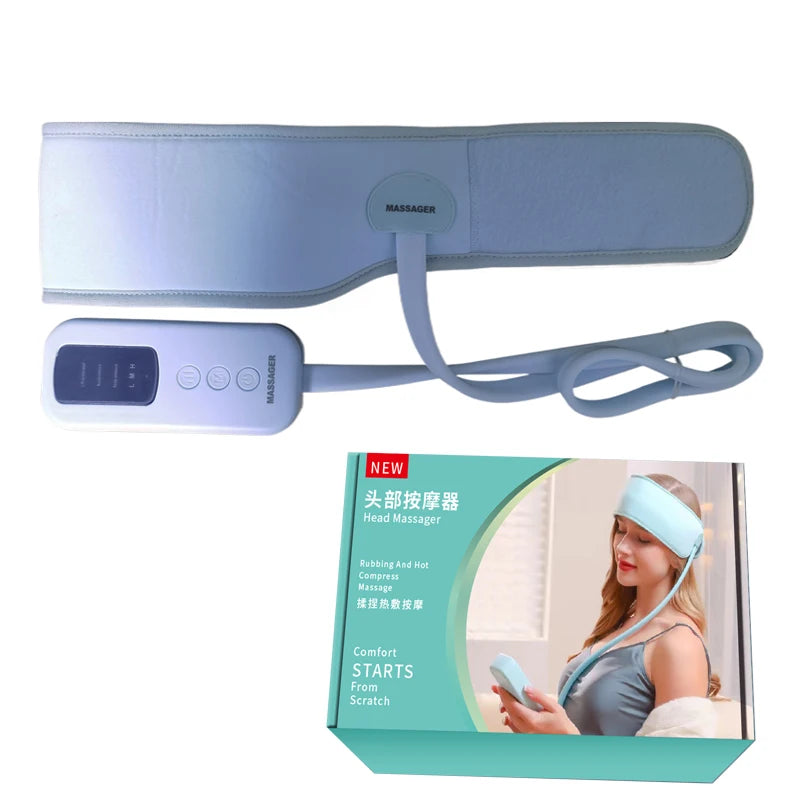 Electric Head & Scalp Massager — Airbag Pressure Massage with Heat Therapy and 360° Wrap for Deep Relaxation