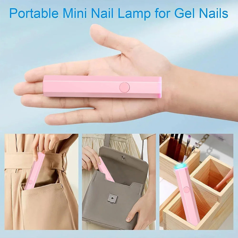 Portable Handheld Mini UV LED Nail Lamp – USB Type-C Rechargeable 3W Gel Polish Dryer for Quick Cure