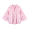 HipSeam Women's Linen-Blend Wide-Sleeve Blouse Asymmetric Hem Button-Front Johnny Collar