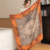 Luxury Horse Print Square Scarf - Vintage Imitation Silk Shawl Head Wrap, Windproof, 110 x 110 cm (43.3 x 43.3 in)