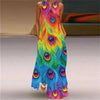 Women's V-Neck Maxi Dress with Pockets — Vintage Floral Print Sleeveless Flowy Beach Sundress