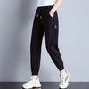 High-Waist Elastic Harem Jeans Loose-Fit Ankle-Length Distressed Denim Pants for Women