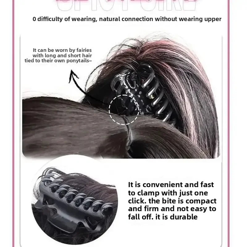 12-Inch Short Wavy Clip-In Ponytail Extension — Heat-Resistant Synthetic Hair with Claw & Grab Clips